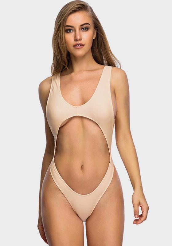 Nude Tummy Cut Out One Piece