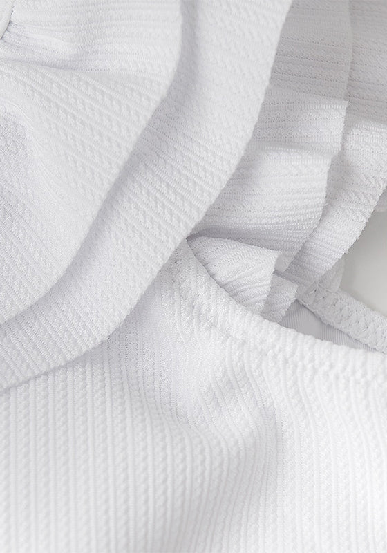 White and Lemon One Shoulder Bikini Set