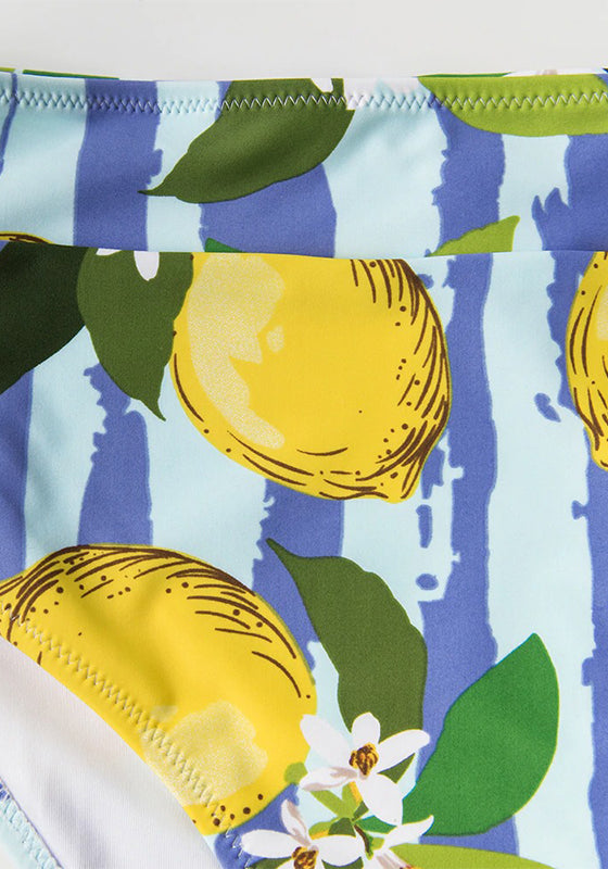 White and Lemon One Shoulder Bikini Set