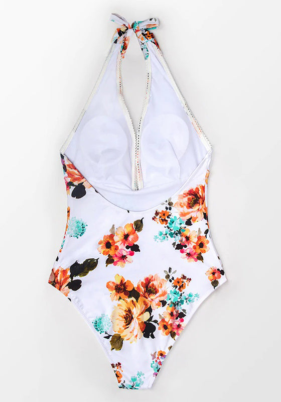 Tie Waist Floral One-piece Swimsuit