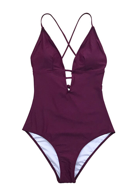 Solid Plum One-piece Swimsuit