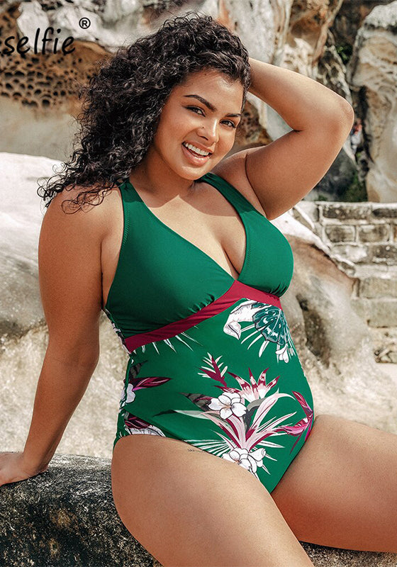 Green and Floral One Piece