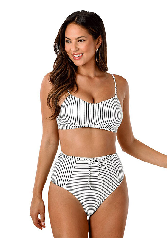 Lace Up High Waist Bikini Set