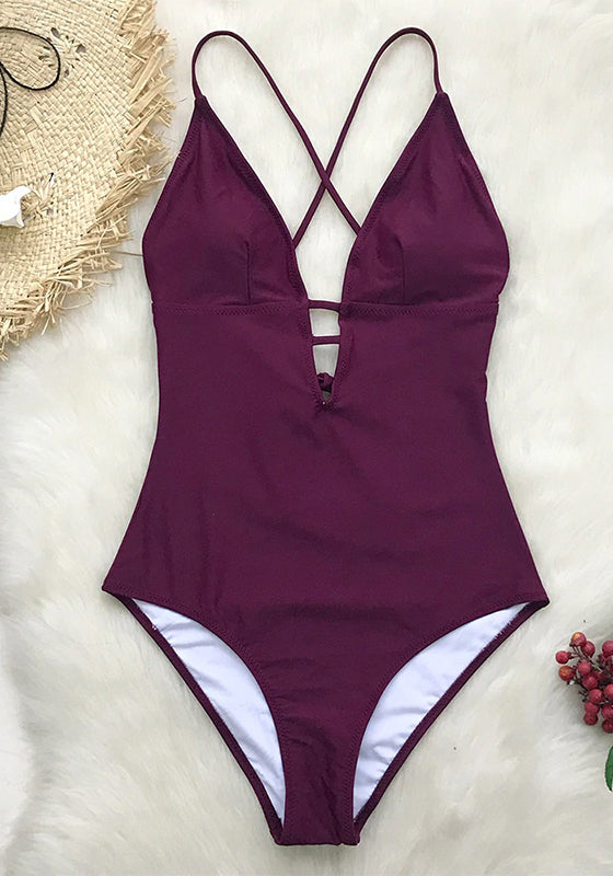 Solid Plum One-piece Swimsuit