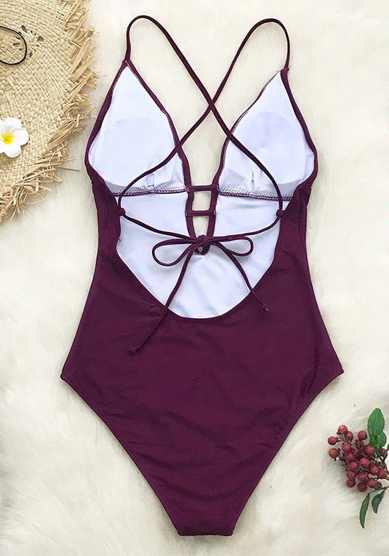 Solid Plum One-piece Swimsuit