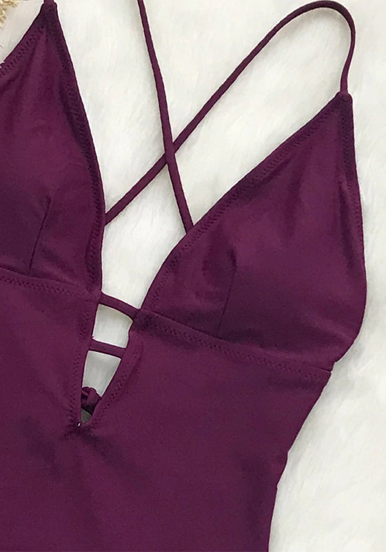 Solid Plum One-piece Swimsuit