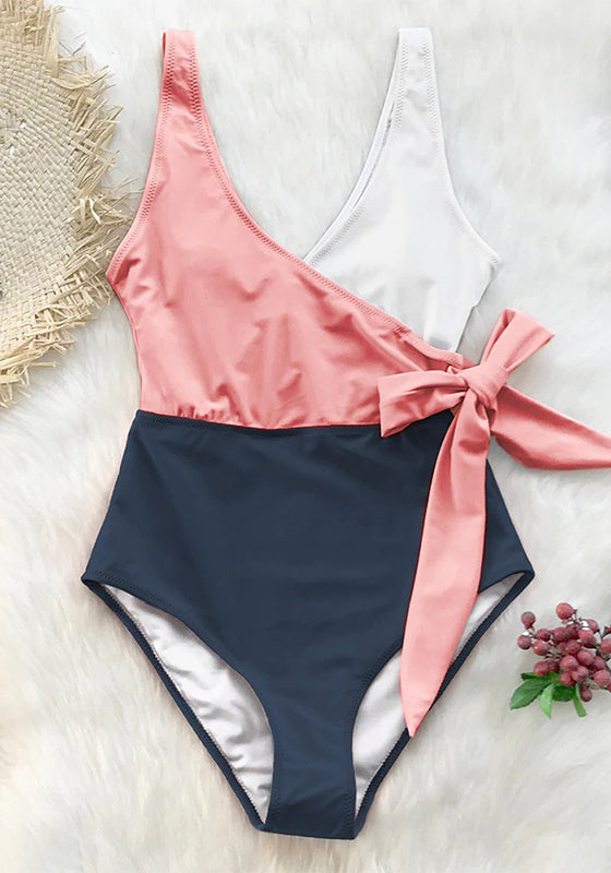 V-neck Lace Up One-Piece