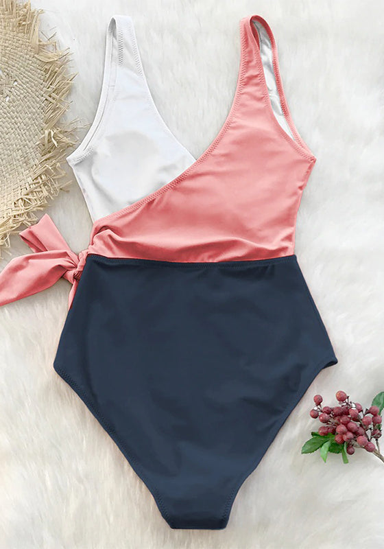 V-neck Lace Up One-Piece