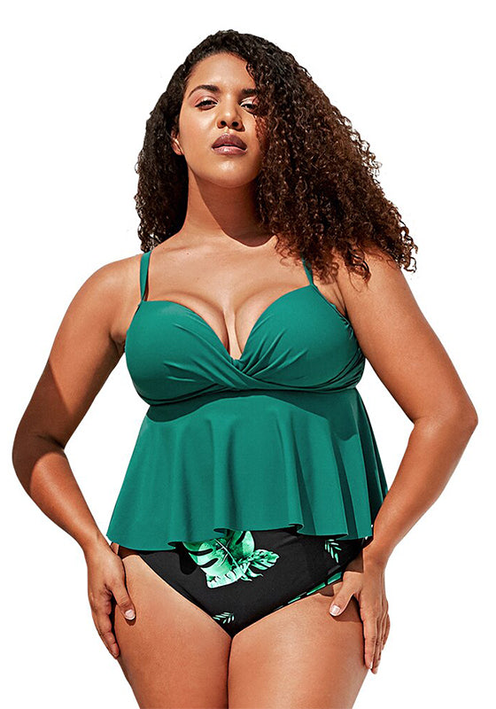 Green Leafy Push Up Tankini