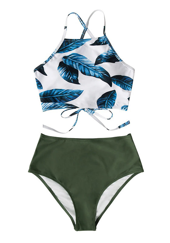 Herbal Tea Leaves High-waist Bikini Set