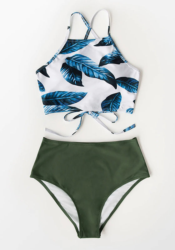 Herbal Tea Leaves High-waist Bikini Set