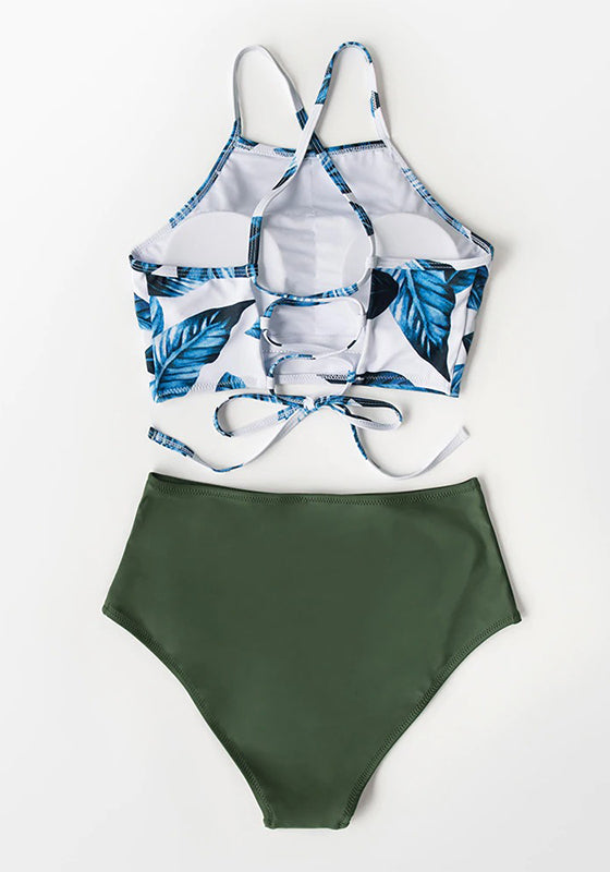 Herbal Tea Leaves High-waist Bikini Set