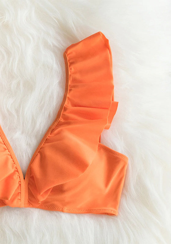 Orange Ruffle Bikini Set