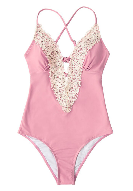 Lace Neckline One-Piece