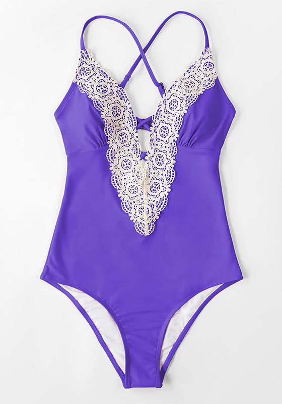 Lace Neckline One-Piece