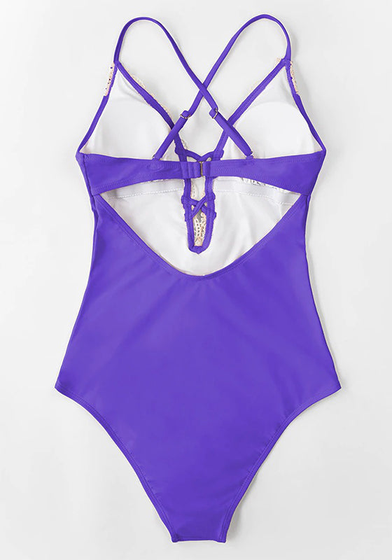 Lace Neckline One-Piece