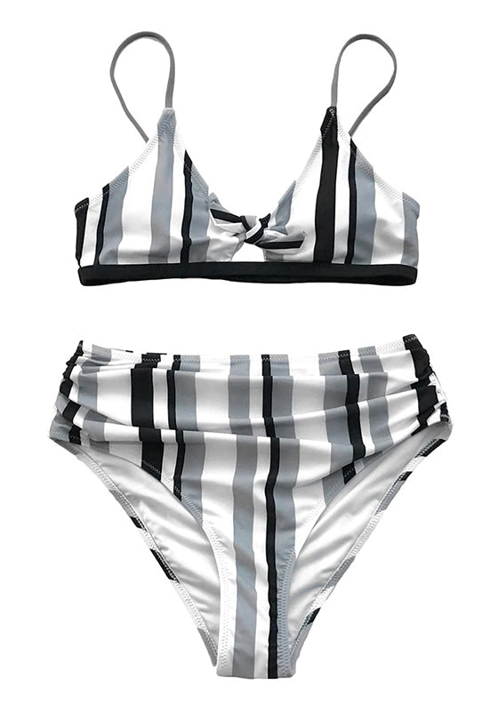 Tricolor Striped Bikini Set