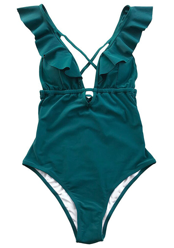 Green Heart Attack Falbala One-piece