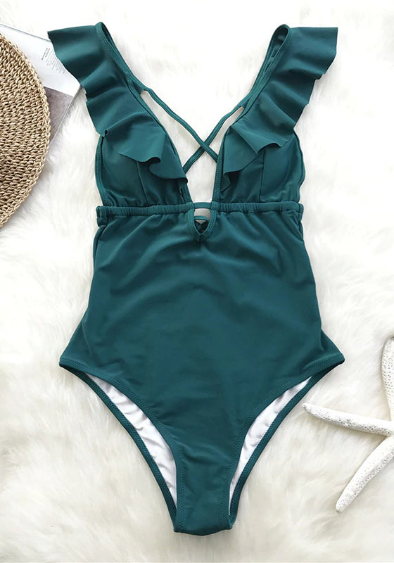 Green Heart Attack Falbala One-piece