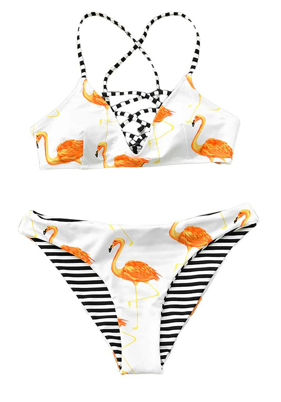 Orange Flamingo Bikini Set