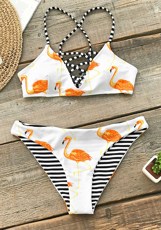 Orange Flamingo Bikini Set