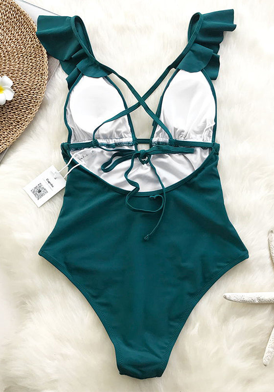 Green Heart Attack Falbala One-piece