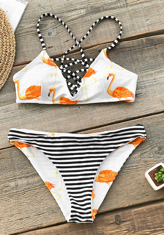 Orange Flamingo Bikini Set