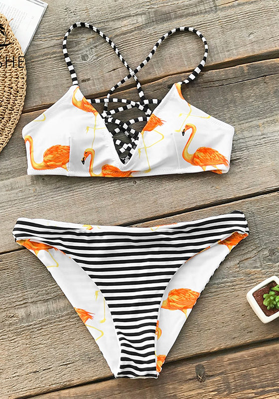 Orange Flamingo Bikini Set