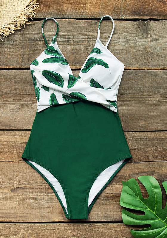 Banana Leaf Twist-Front One-Piece