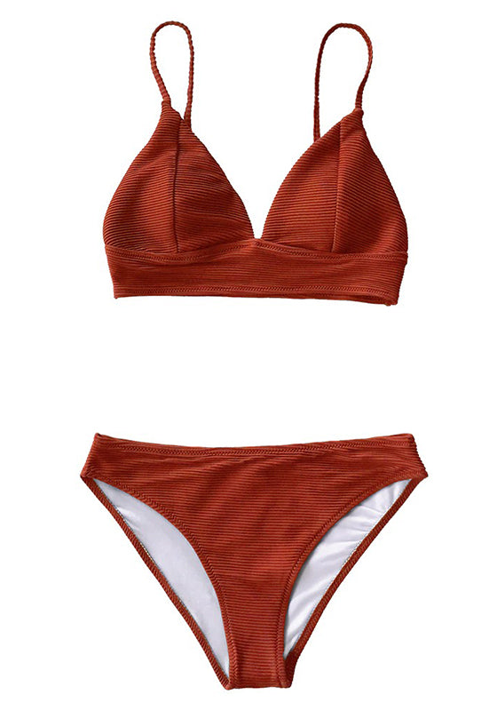 Solid Red Triangle Bikini Set
