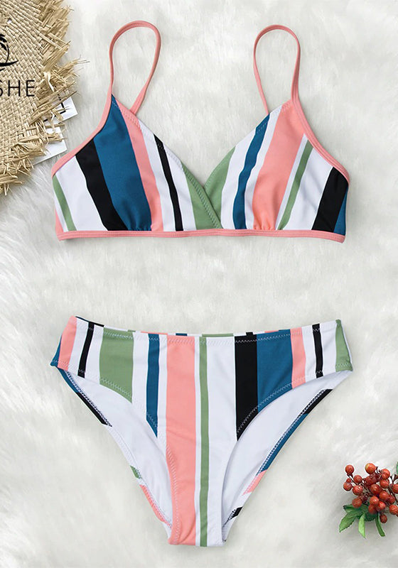 Colorful Striped Bikini Set