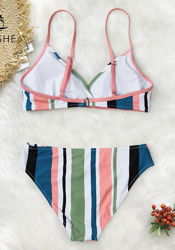 Colorful Striped Bikini Set