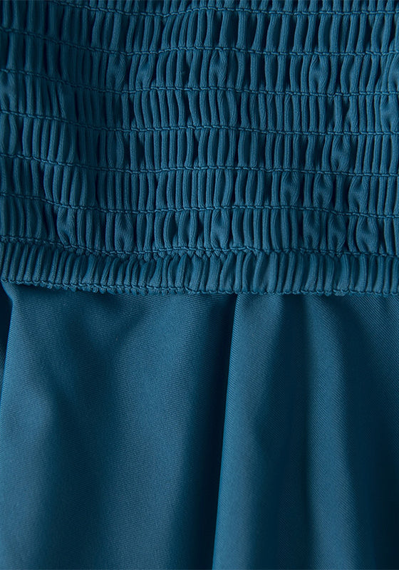 Smocked Orange Monstera High-Waist Bikini Set