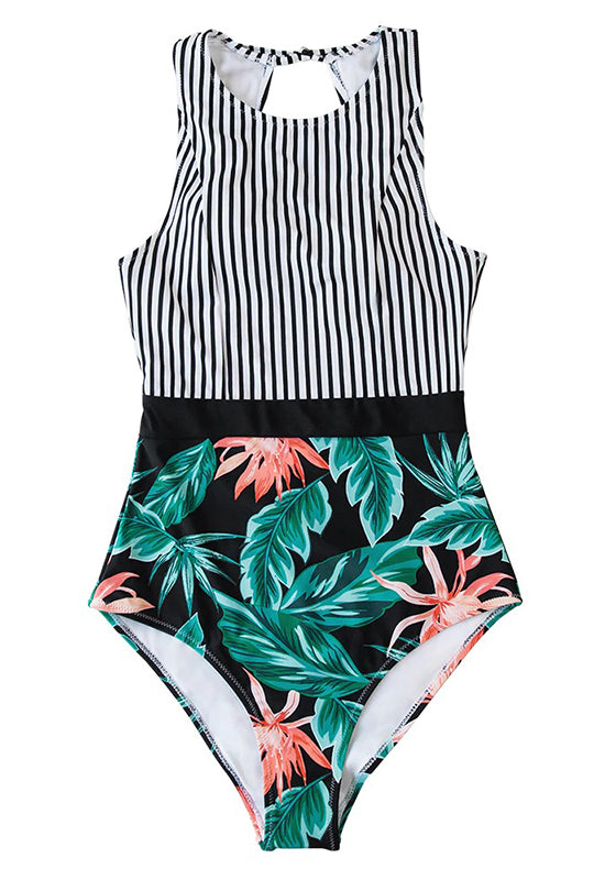 Stripe and Floral One-Piece