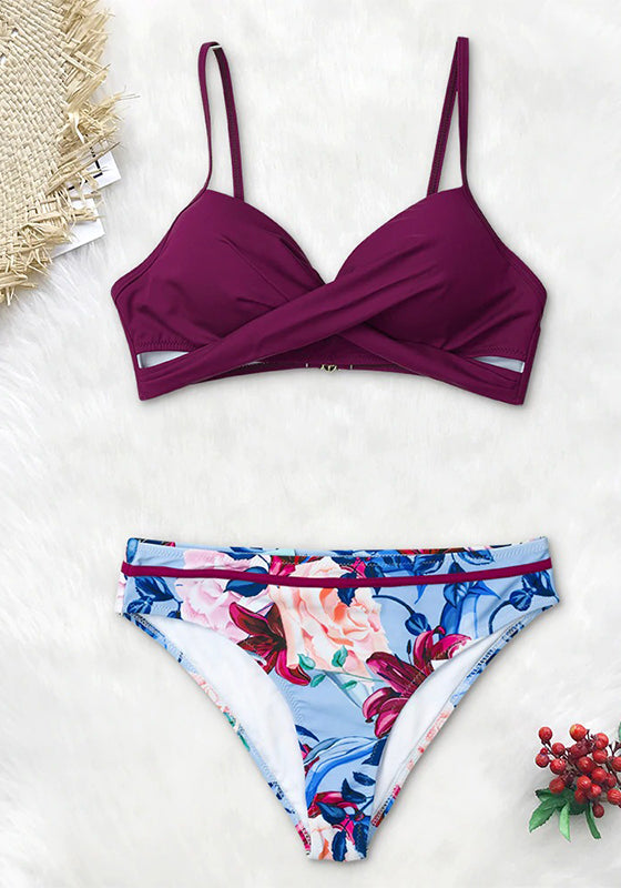 Push Up Floral Wrap Bikini Set