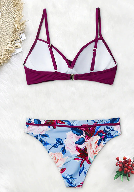 Push Up Floral Wrap Bikini Set