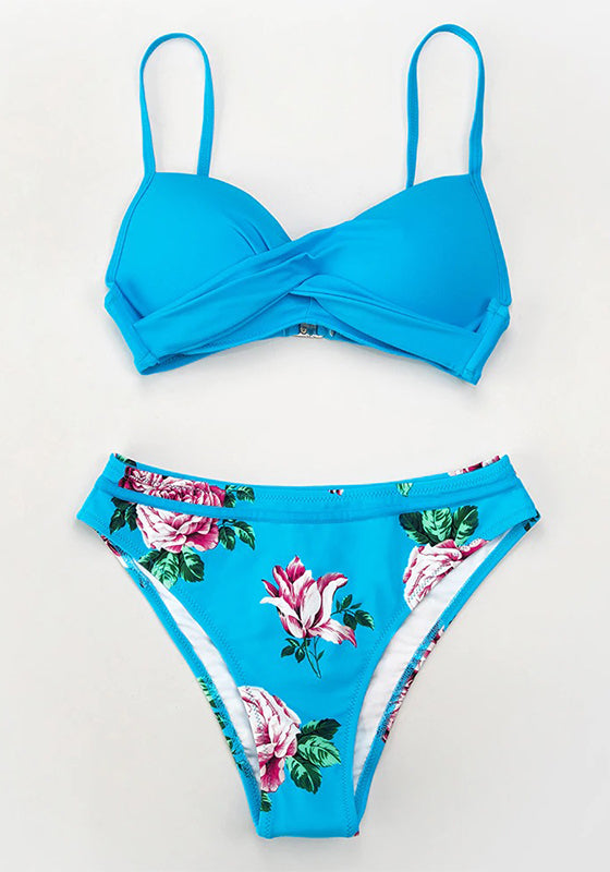 Push Up Floral Wrap Bikini Set