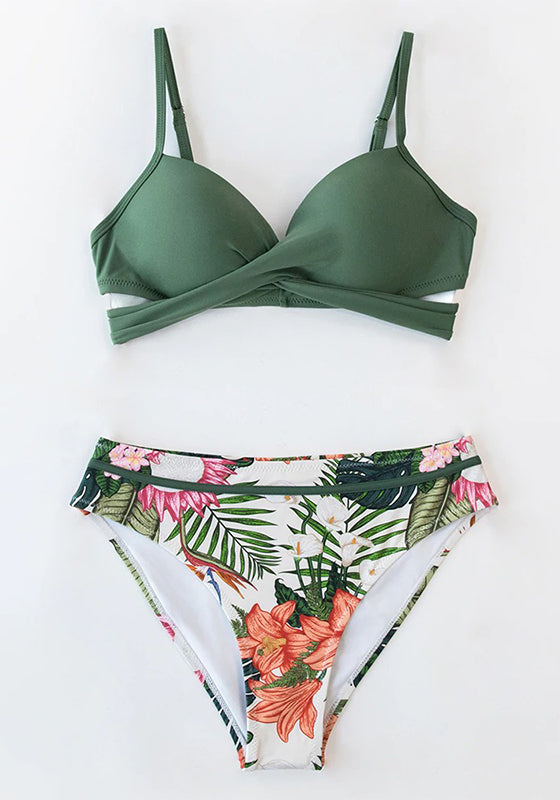 Push Up Floral Wrap Bikini Set