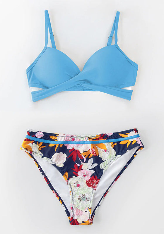 Push Up Floral Wrap Bikini Set