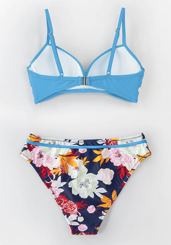 Push Up Floral Wrap Bikini Set