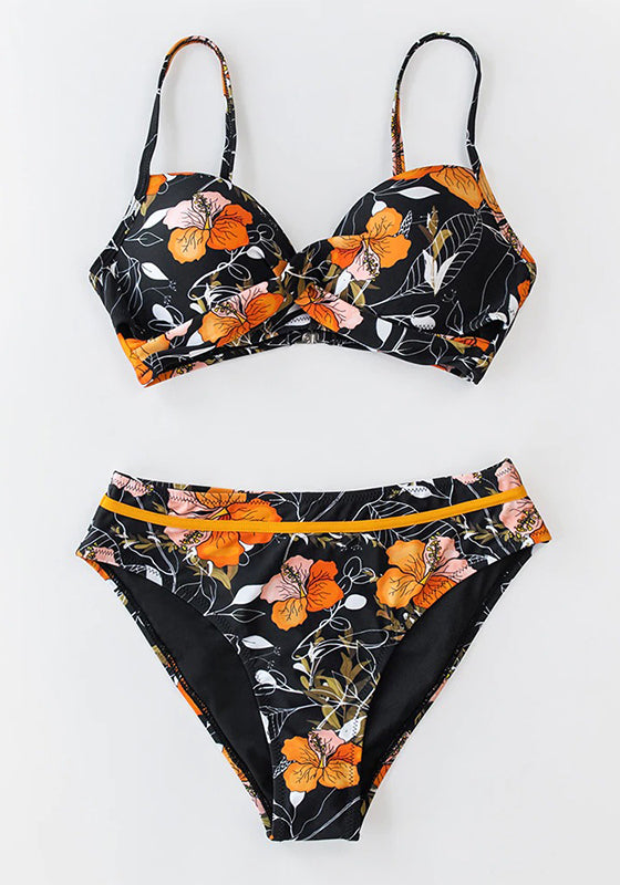 Push Up Floral Wrap Bikini Set