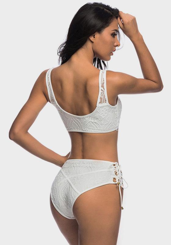 Leno Lace Up High Waist Bikini