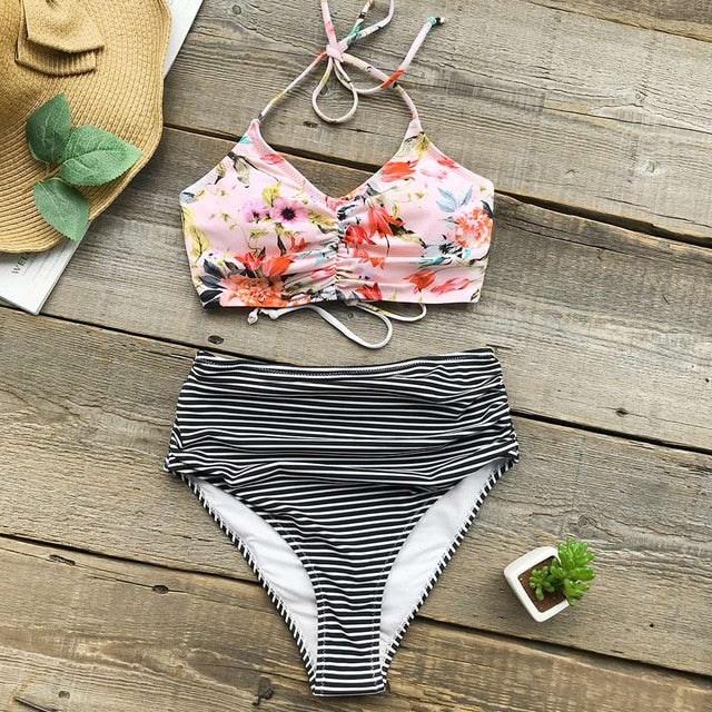 Flower Print Tank Bikini Set