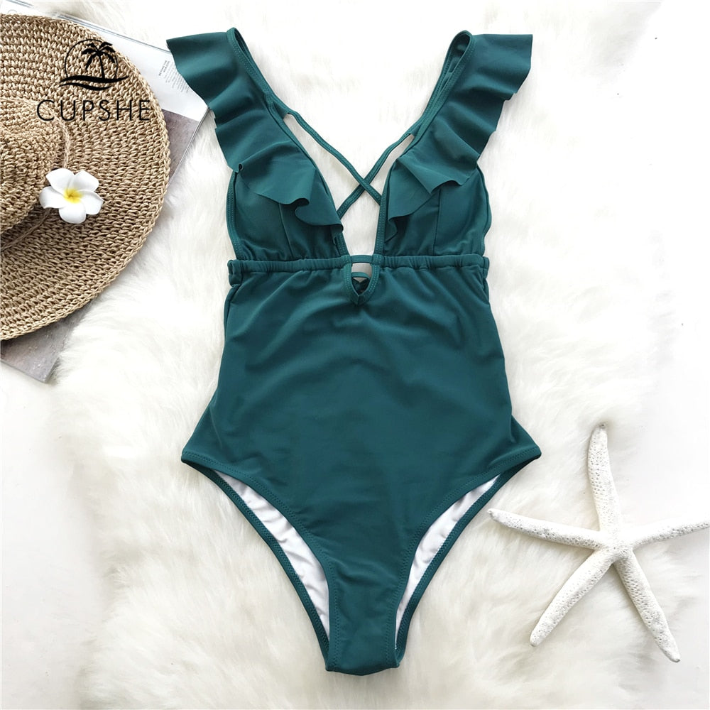 Green Heart Attack Falbala One-piece