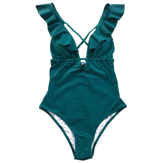 Green Heart Attack Falbala One-piece