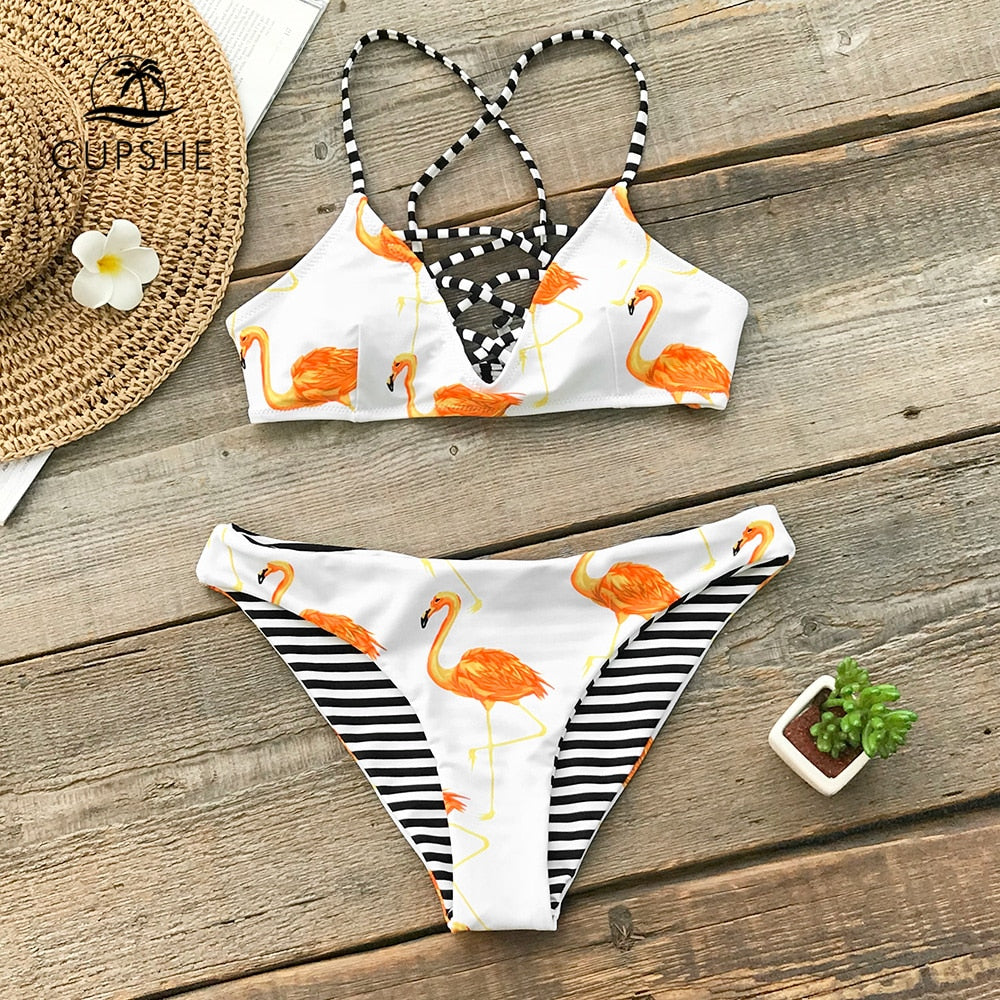 Orange Flamingo Bikini Set