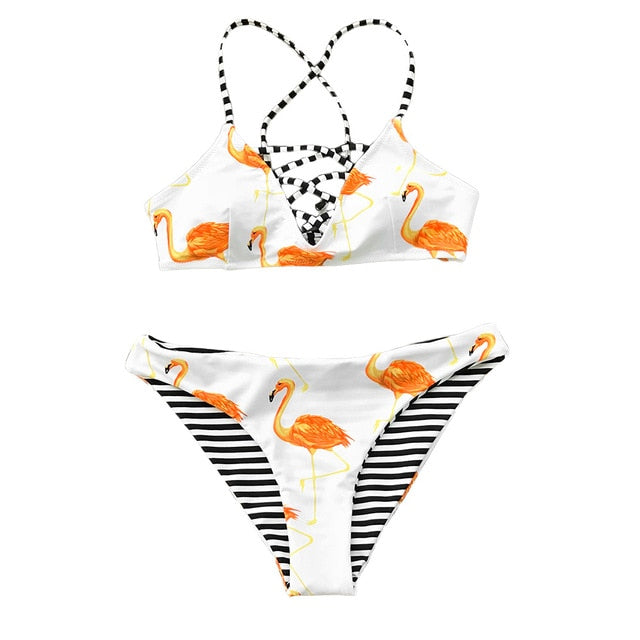 Orange Flamingo Bikini Set