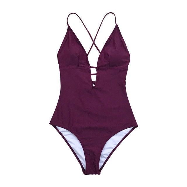 Solid Plum One-piece Swimsuit