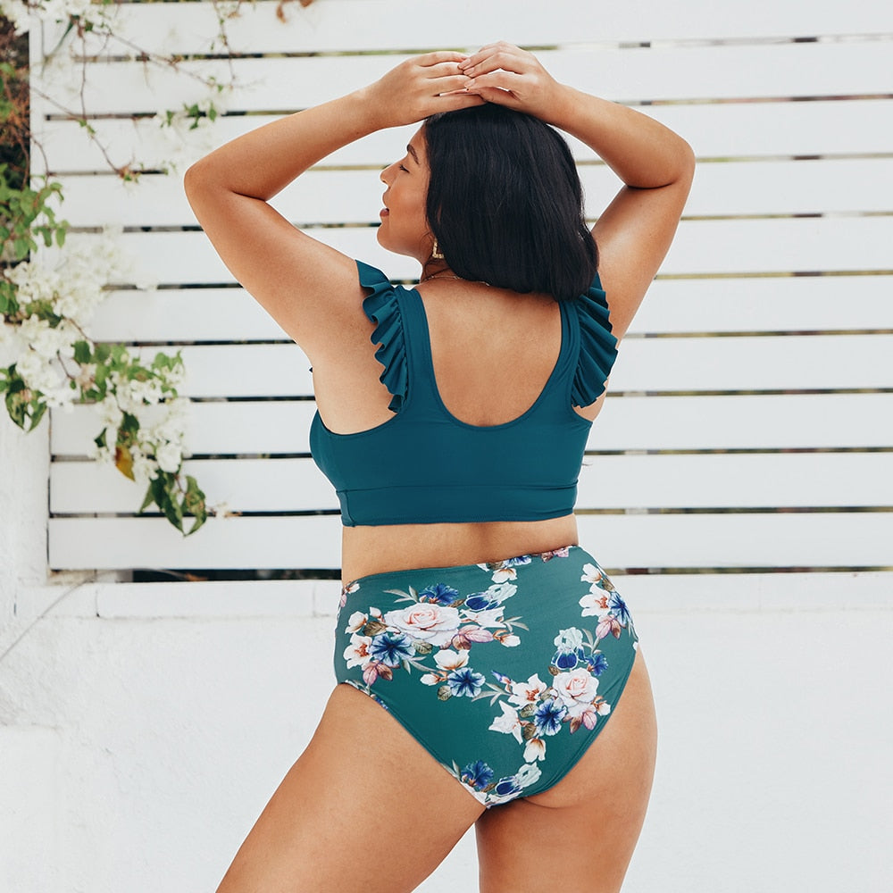 Floral Tank High Waist Bikini Set