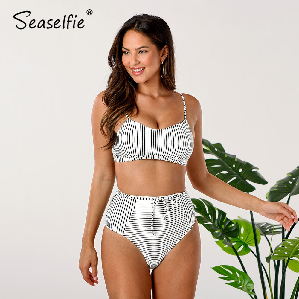 Lace Up High Waist Bikini Set